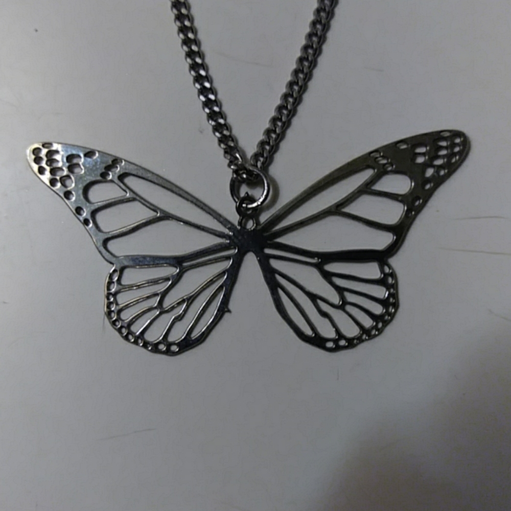 SALE! Vintage cut out beautiful Butterfly stainless steel necklace